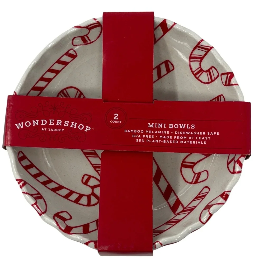Wondershop Target Christmas Candy Cane Mini Bowls Red and White Set of 2 NEW